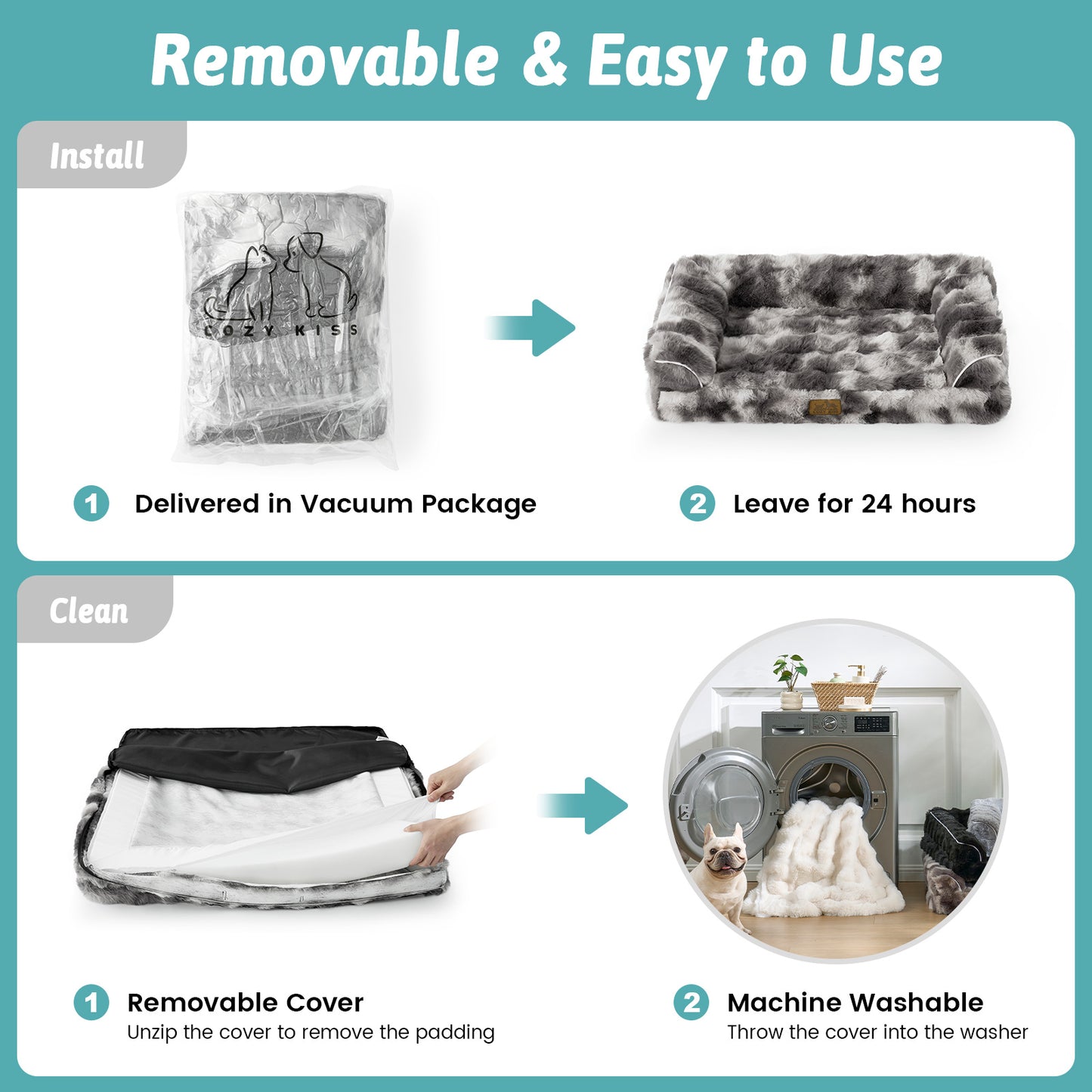 U-Shaped Bubble Faux Fur Orthopedic Dog Bed