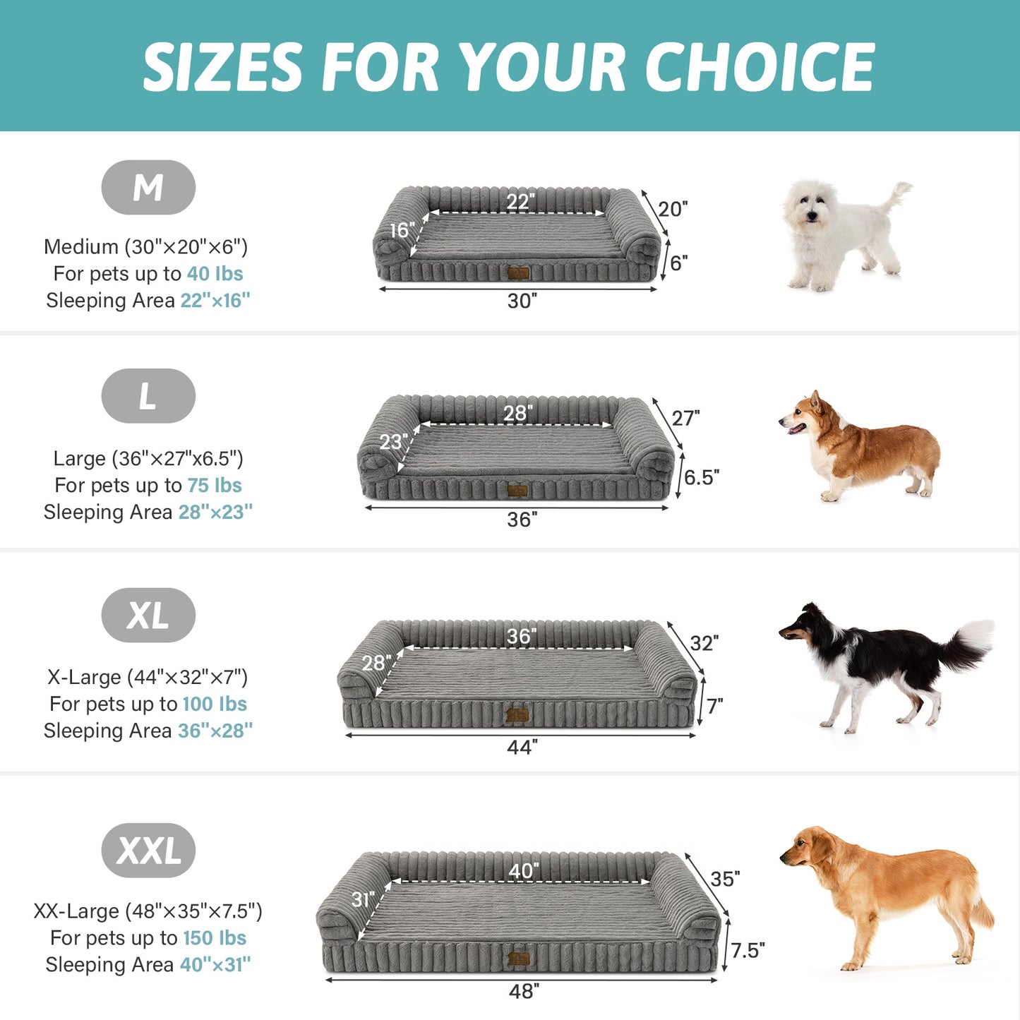 U-Shape Striped Faux Fur Orthopedic Foam Dog Bed