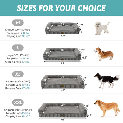 U-Shape Striped Faux Fur Orthopedic Foam Dog Bed