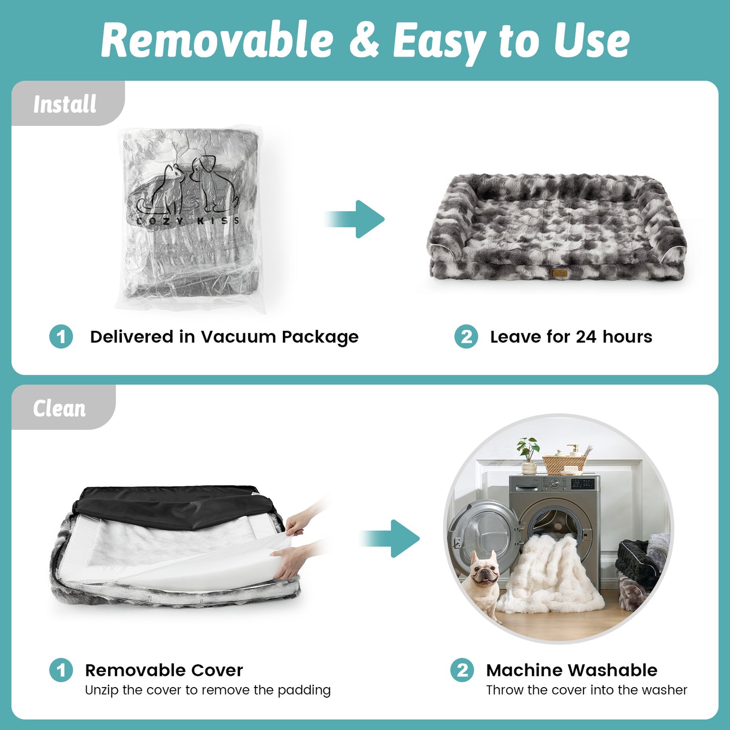 U-Shaped Bubble Faux Fur Orthopedic Dog Bed