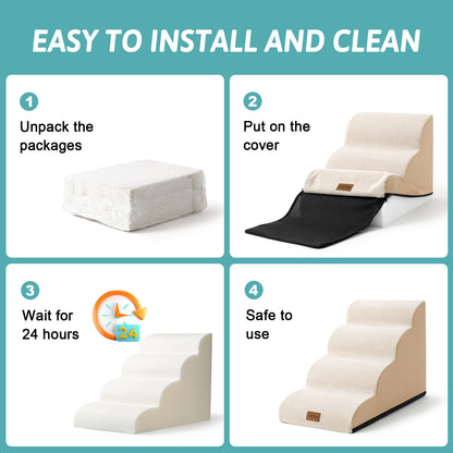 Curved Foam Pet Stairs 4-Step