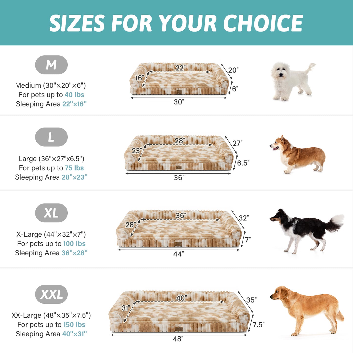 U-Shape Striped Faux Fur Orthopedic Foam Dog Bed