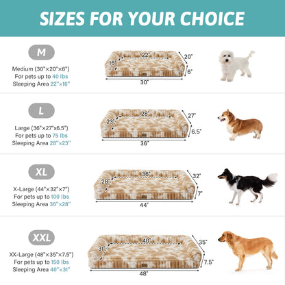 U-Shape Striped Faux Fur Orthopedic Foam Dog Bed