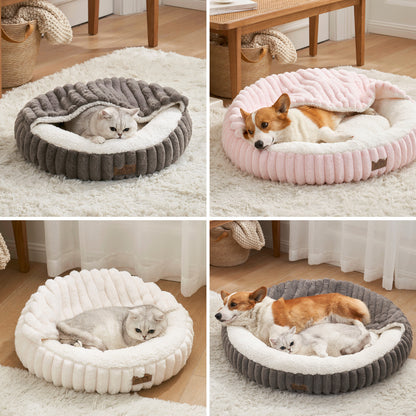 Pet Bed with Hooded Blanket