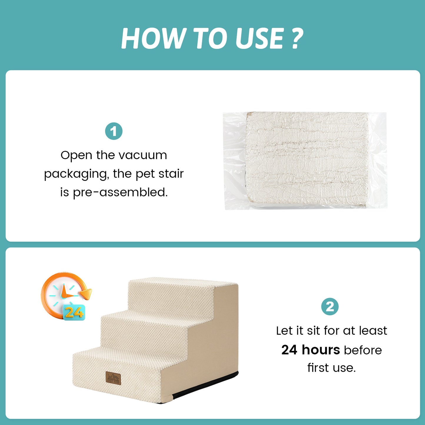 Right-Angle Foam Pet Stairs 3-Step