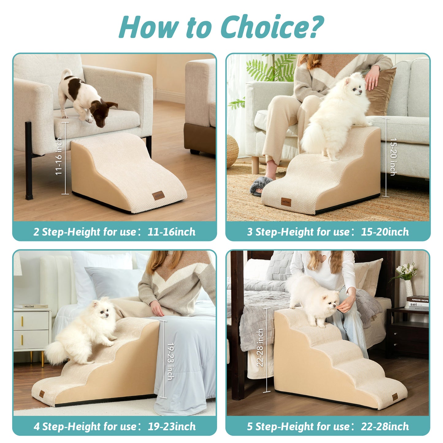 Curved Foam Pet Stairs 4-Step