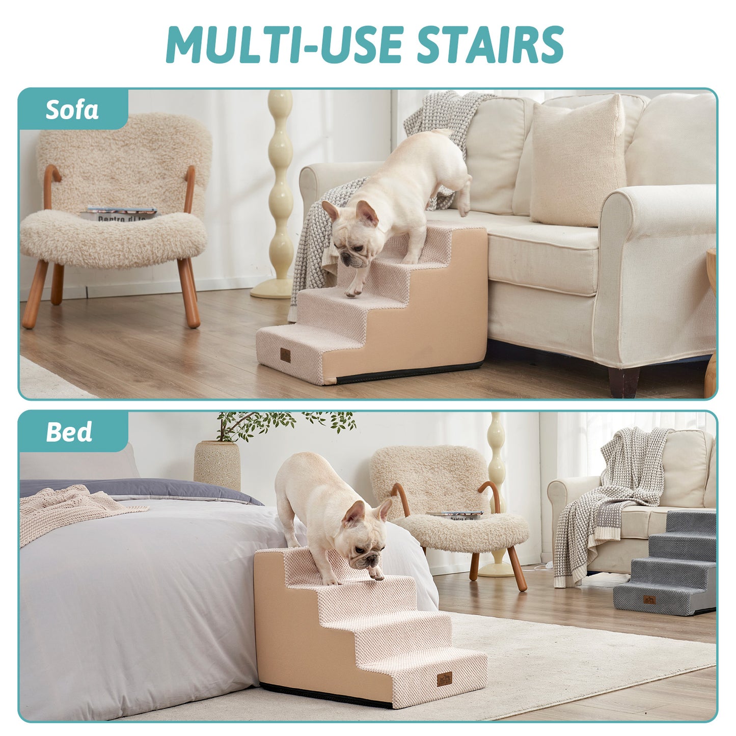 Right-Angle Foam Pet Stairs 4-Step