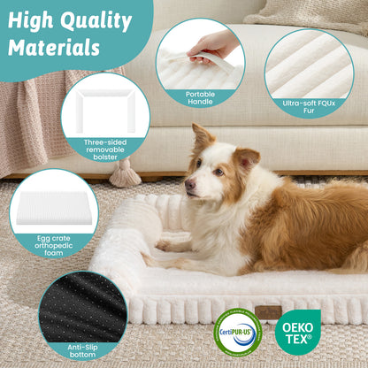 U-Shape Striped Faux Fur Orthopedic Foam Dog Bed