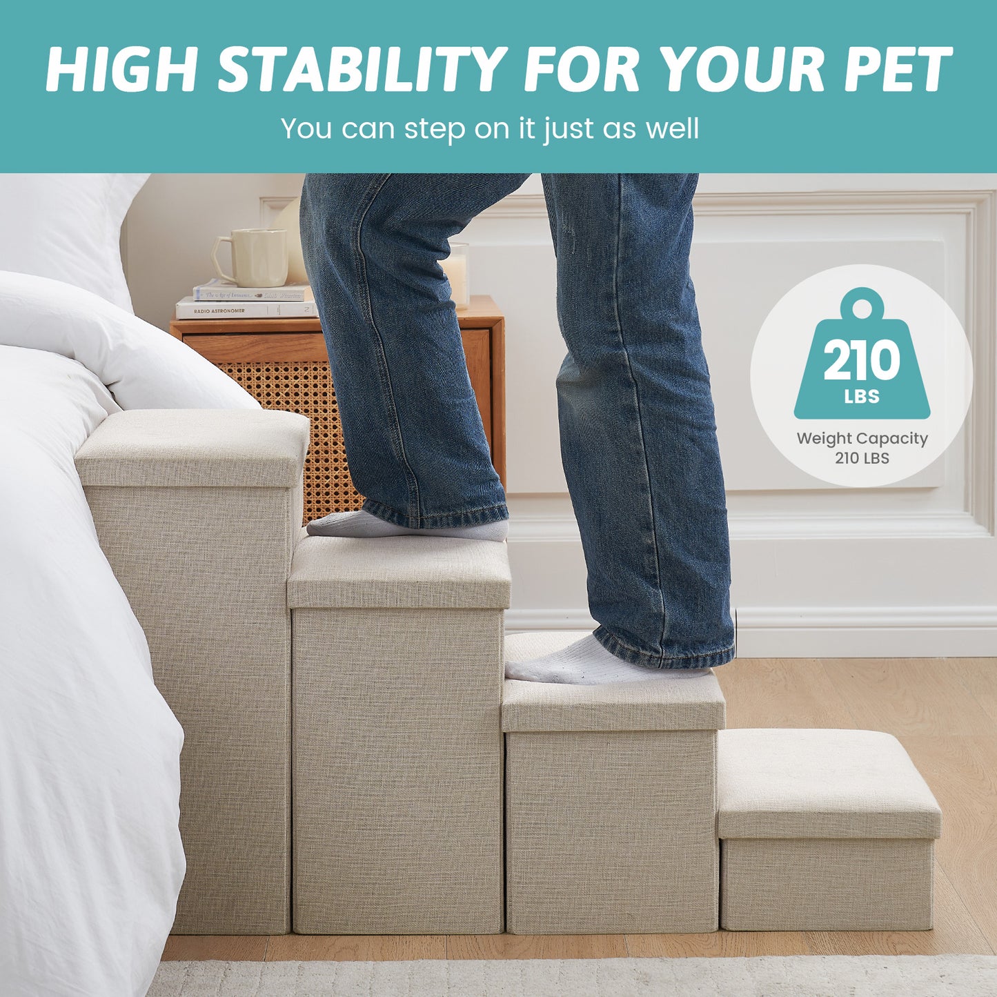 Wide Storage Pet Stairs 3-Step