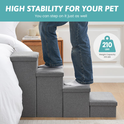 Wide Storage Pet Stairs 4-Step