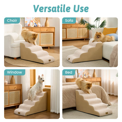 Low-Height Curved Foam Pet Stairs 5-Step
