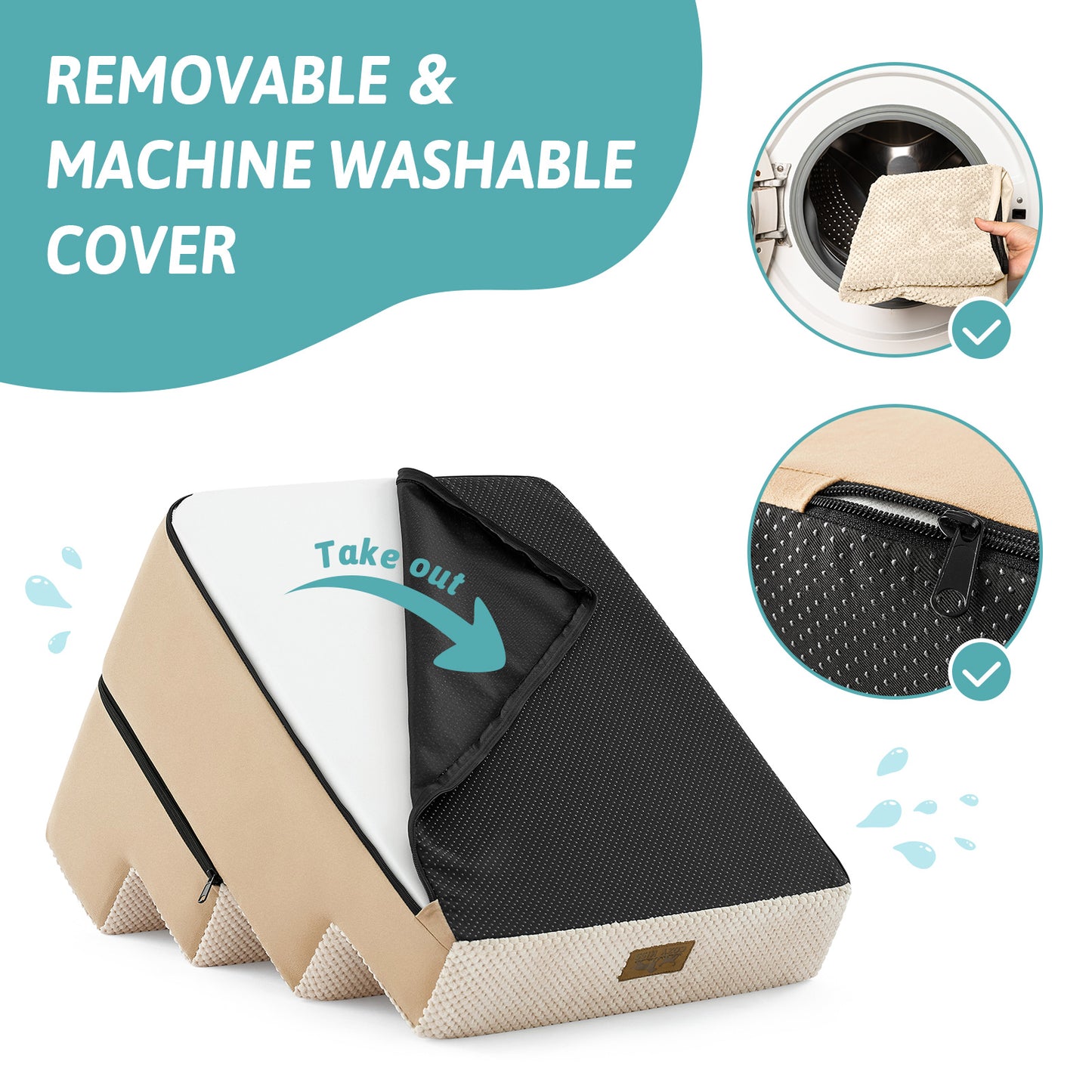 Foam Pet Stairs with Removable Right-Angle Design 4-step