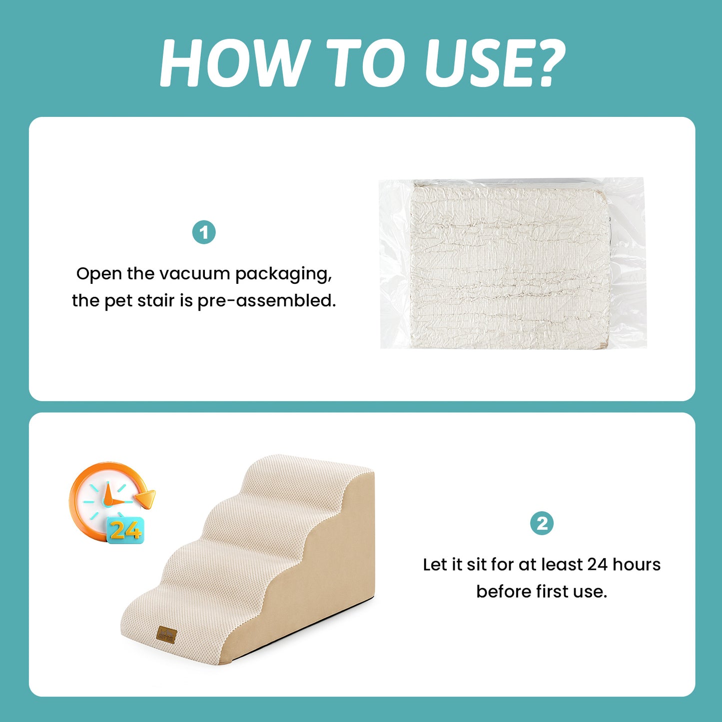 Low-Height Curved Foam Pet Stairs 4-Step