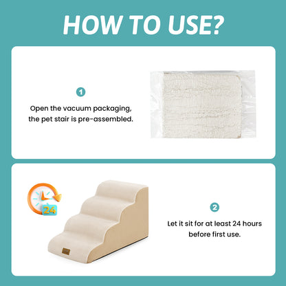 Low-Height Curved Foam Pet Stairs 4-Step