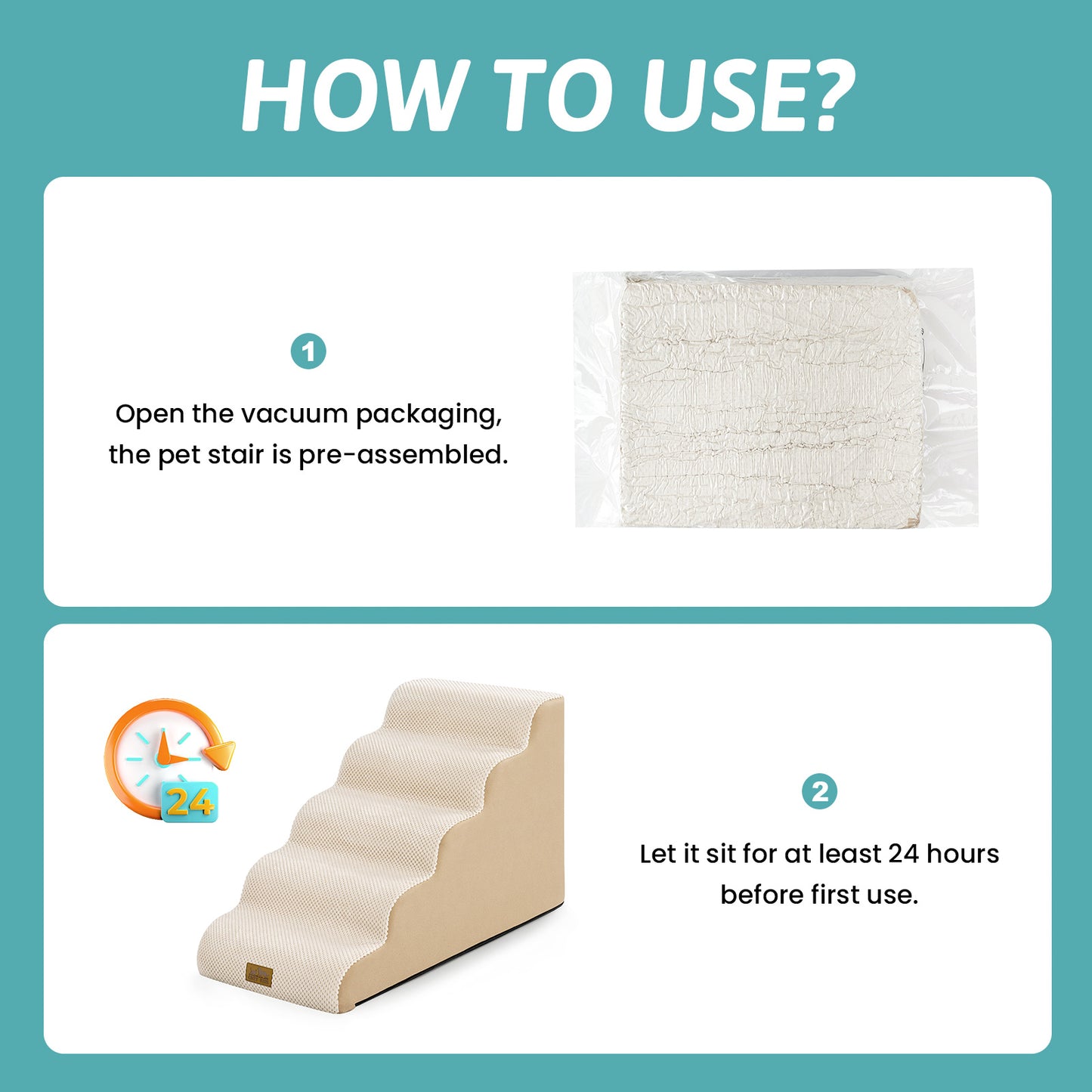 Low-Height Curved Foam Pet Stairs 5-Step