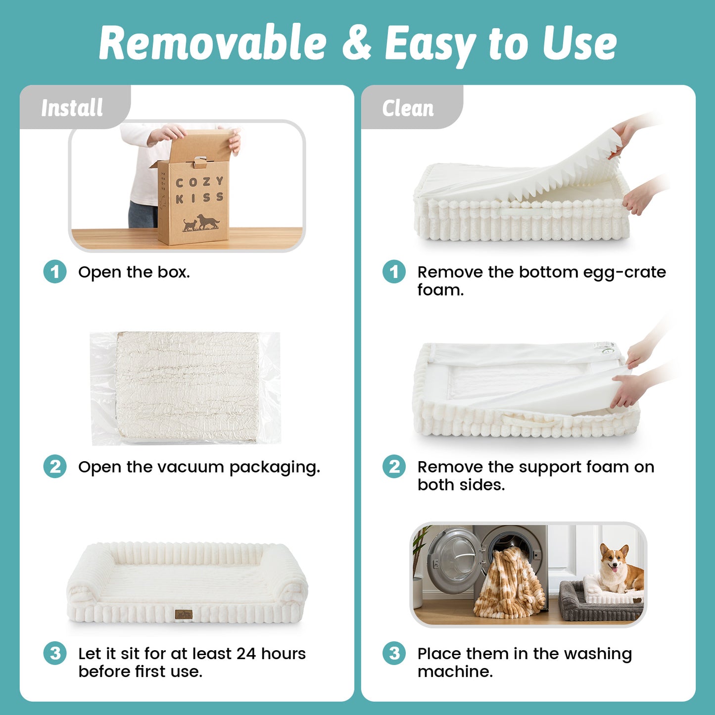 U-Shape Striped Faux Fur Orthopedic Foam Dog Bed