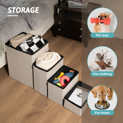 Storage Pet Stairs with Faux Fur 5-Step