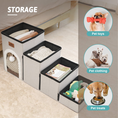 Storage Pet Stairs with Condo 4-Step