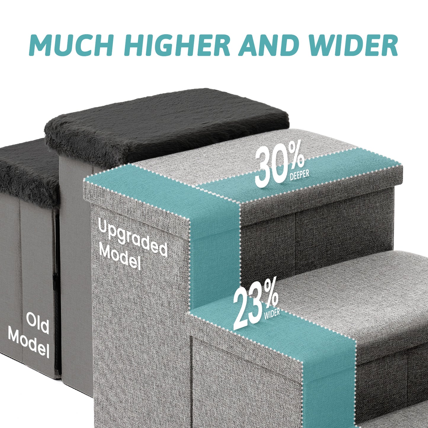 Wide Storage Pet Stairs 4-Step