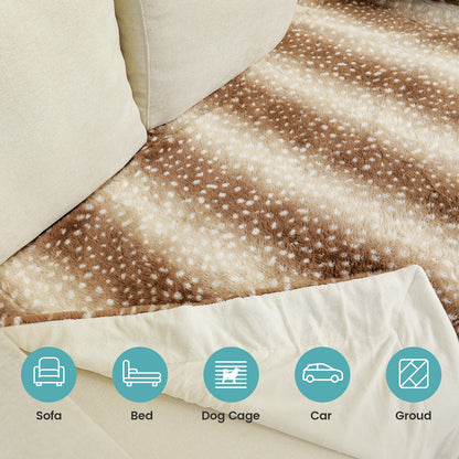 Brown Deer Print Faux Fur Blanket