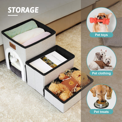 Storage Pet Stairs with Condo 3-Step