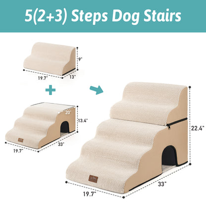 Wide Pet Stairs with Tunnel 5-Step