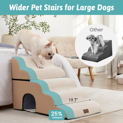 Wide Pet Stairs with Tunnel 5-Step