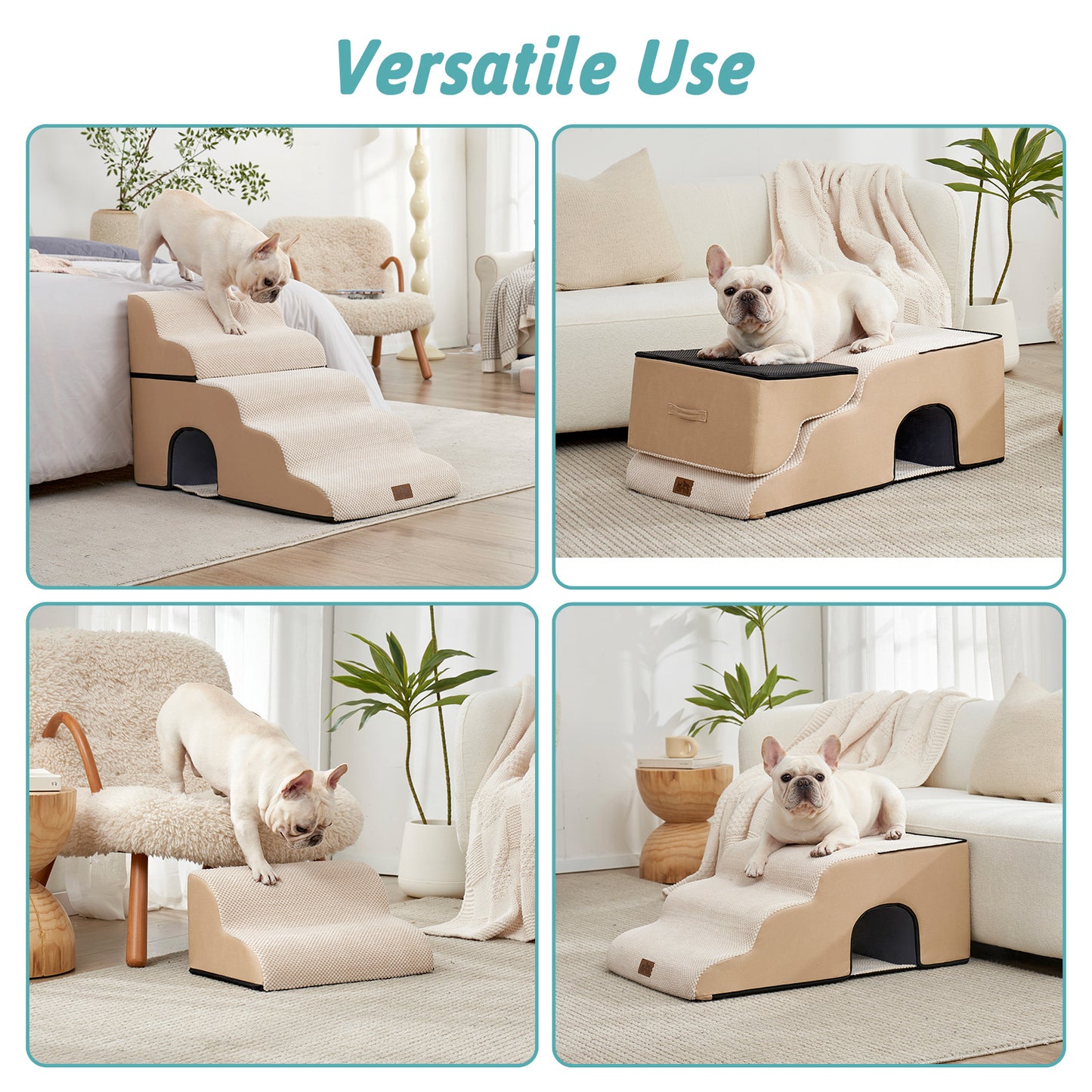 Wide Pet Stairs with Tunnel 5-Step