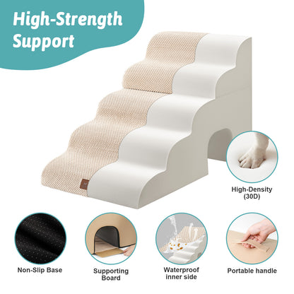 Wide Pet Stairs with Tunnel 5-Step